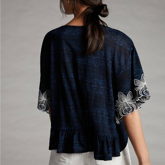 Anthropologie Pilcro Orchid Embroidered Blouse - Picture 3 of 7